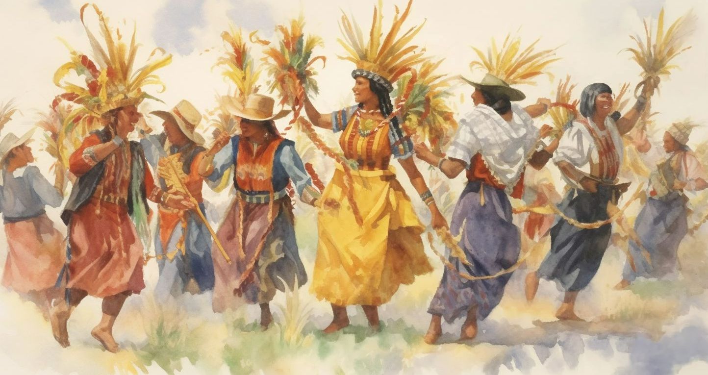 Choctaws indians dancing at the Corn Crop Celebration