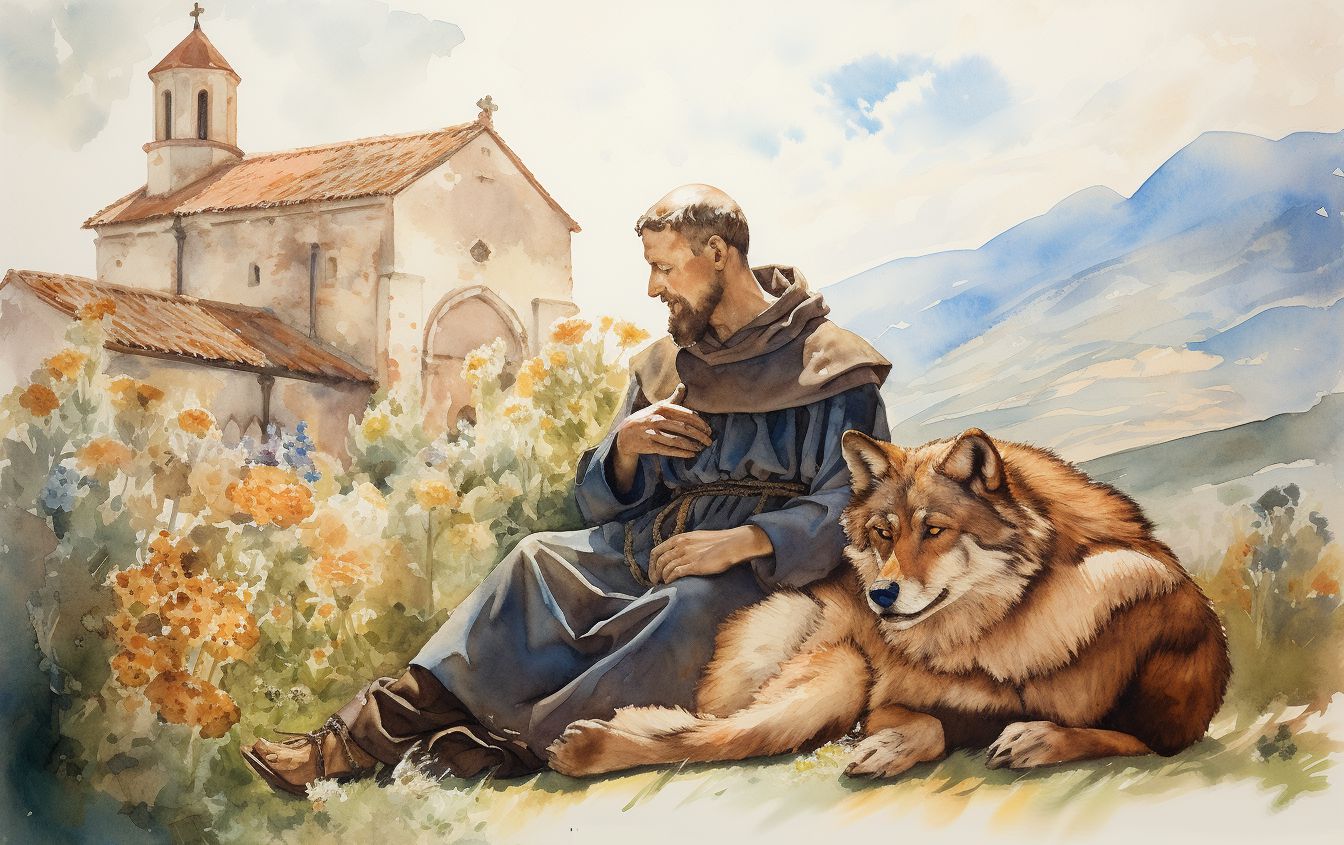 saint francis with the wolf of gubbio