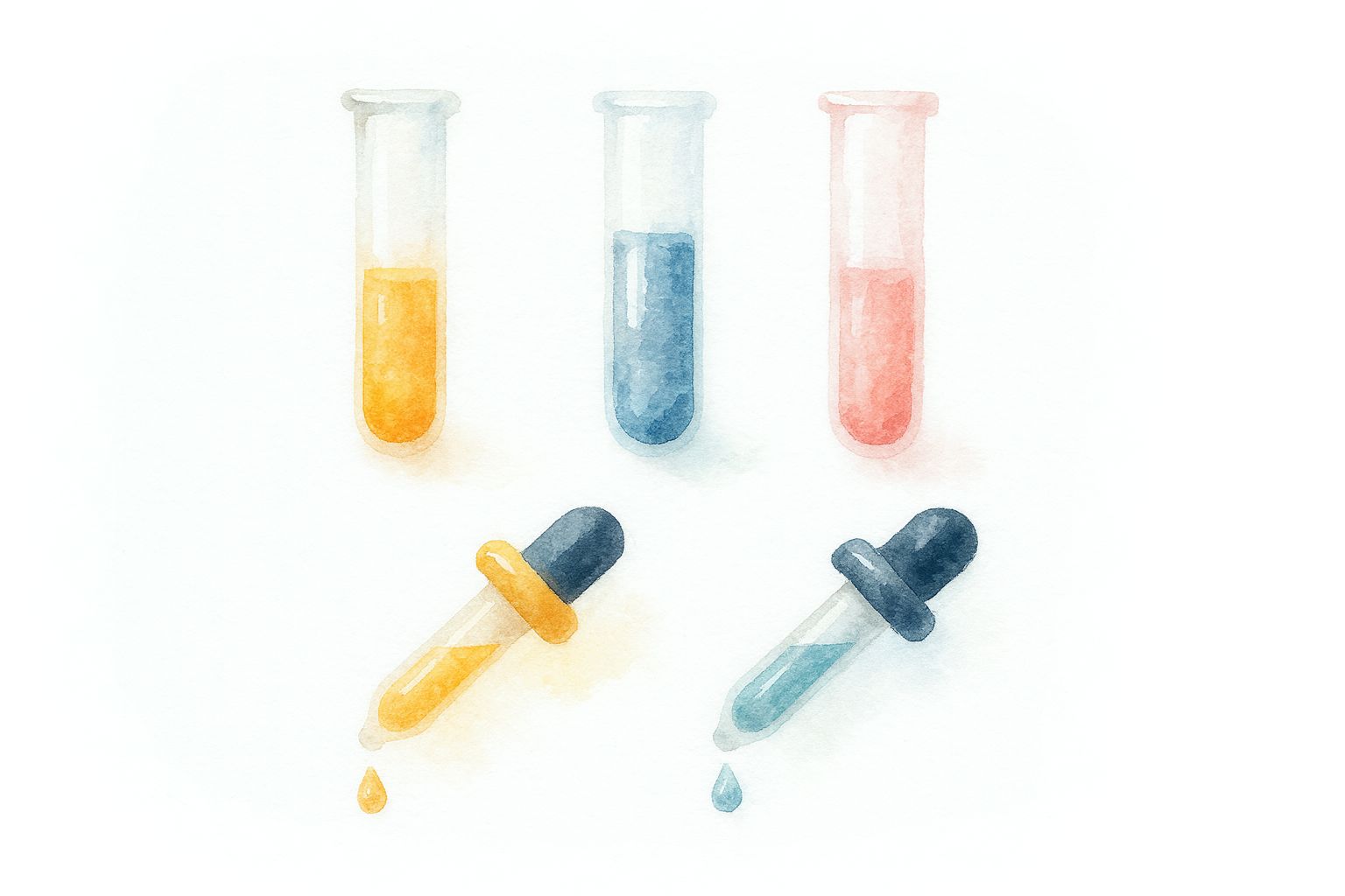 tubos de ensaio coloridos em aquarela