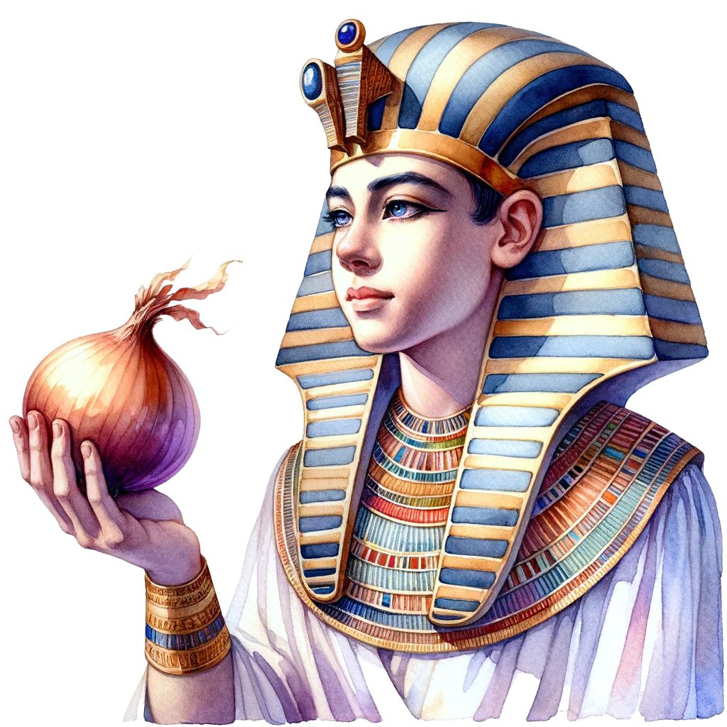 3888989757 egyptian god RA holding an onion on his hand high detail matte painting trending on artstation HQ
