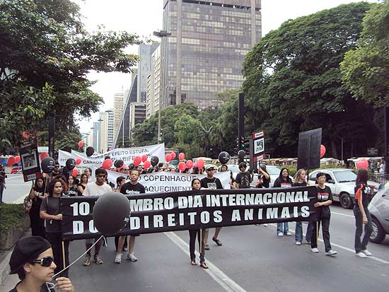 Manisfestação na Av. Paulista em pról do Veganismo