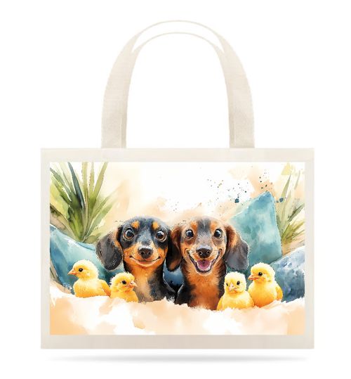 ecobag basset com pintinhos