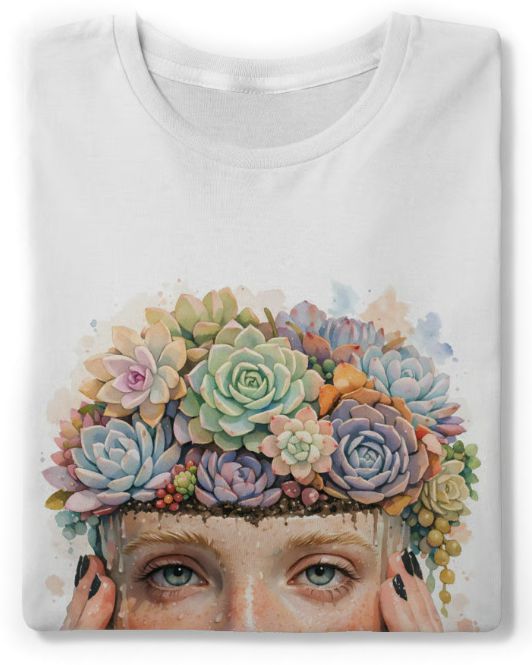 camiseta a louca das suculentas dobrada