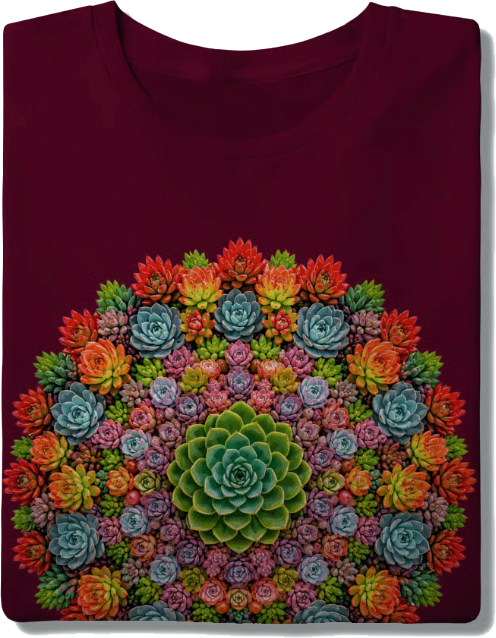 Mandala formada por dezenas de suculentas coloridas em aquarela — Coleção Mandalas Vivas