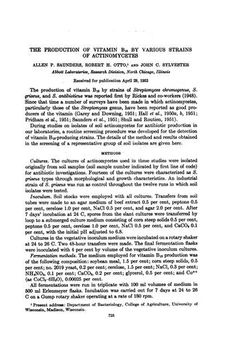 THE PRODUCTION OF VITAMIN B12 BY VARIOUS STRAINS.pdf