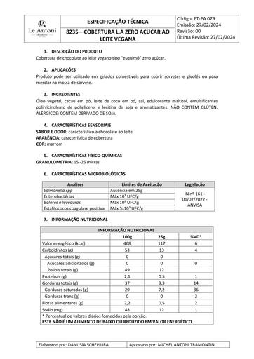 Le Antoni - Cobertura chocolate ao leite vegama ZERO