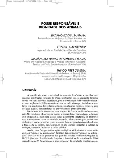Posse Responsável e Dignidade dos Animais
