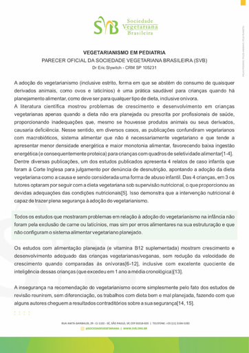 Parecer sobre Nutrição Vegetariana para Bebês e Crianças