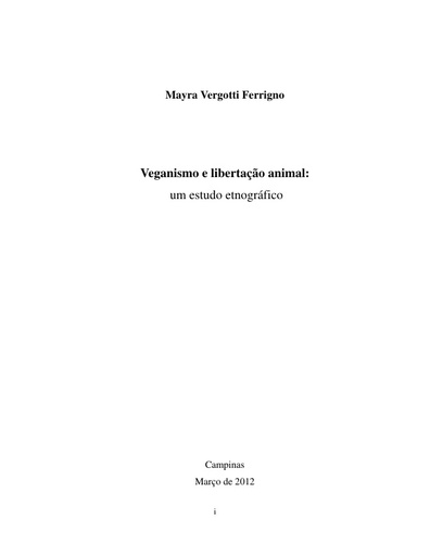 Dissertação   Veganismo e libertação animal   um estudo etnográfico   Mayra Vergotti Ferrigno