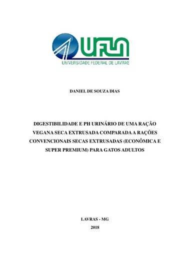 Ração vegetariana  TCC   Digestibilidade e ph urinário de gatos pdf